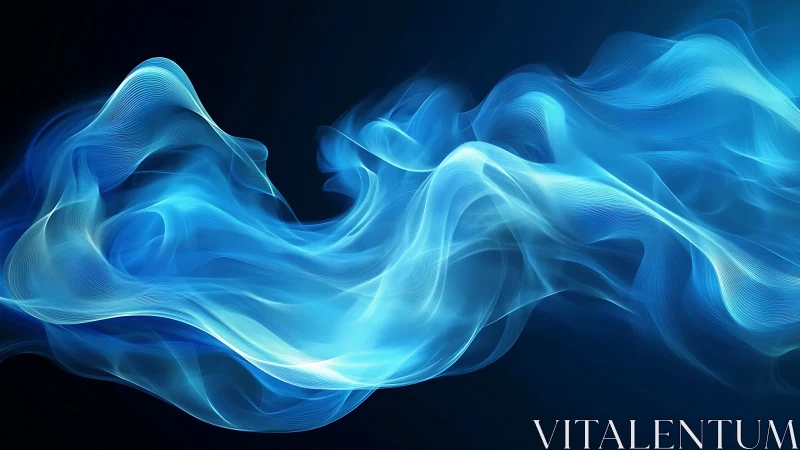 Gentle blue light waves drifting in a calm night sky.