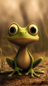 Wide-eyed woodland frog gazes into warm evening hush.