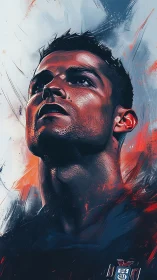 High contrast digital portrait with textured brushwork and dynamic lighting