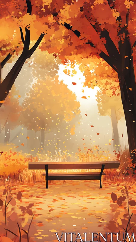 Autumn leaves rehearse quiet choreography around the bench