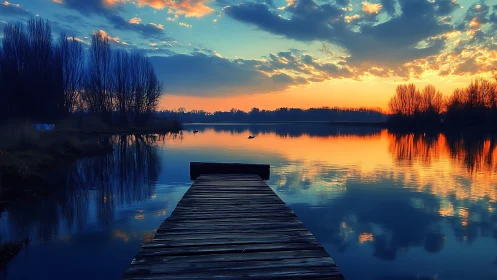 Quiet lakeside sunset inviting you to pause and breathe.