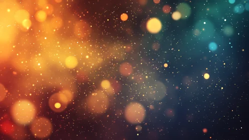 Bokeh light particles form warm to cool gradient field