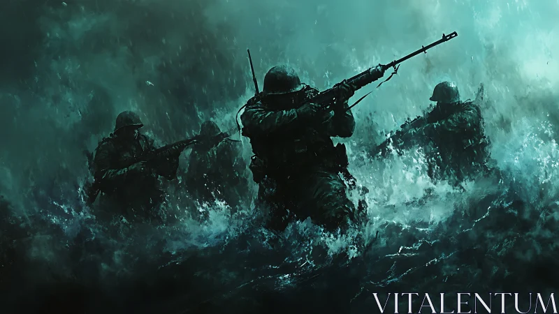 Storm-tossed soldiers carve firepaths through turquoise surf