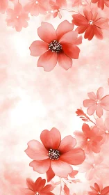 Botanical illustration with red flowers on light background.