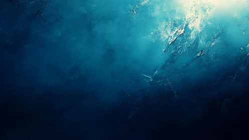 Abstract deep blue underwater light with textured painterly style.