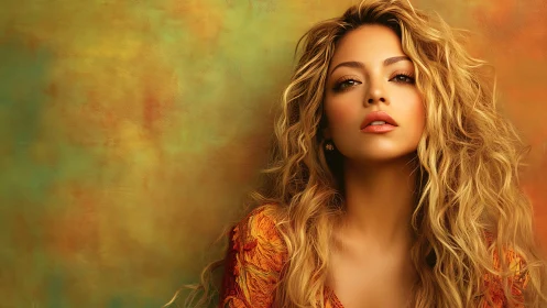 Sunlit portrait of a golden-haired woman in warm tones.