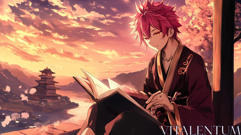 Sunset reading with a thoughtful young scholar by the river.