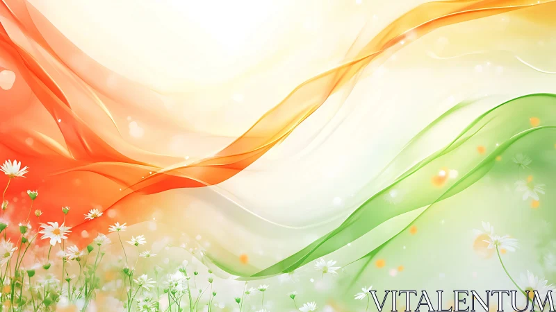 Tricolor floral wave abstraction with light and motion glow.