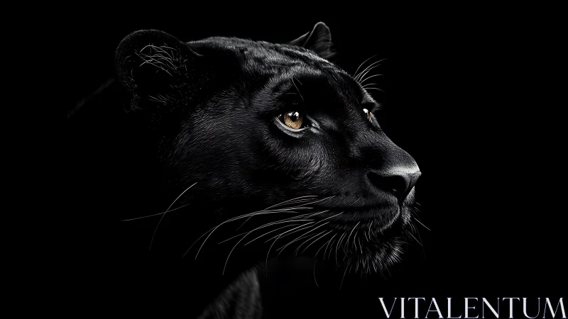 Black Panther Portrait Against Dark Background.