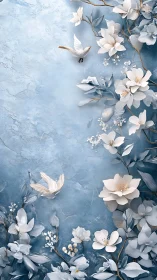 Ivory Petals Dance Across Tranquil Blue Surface Reverie