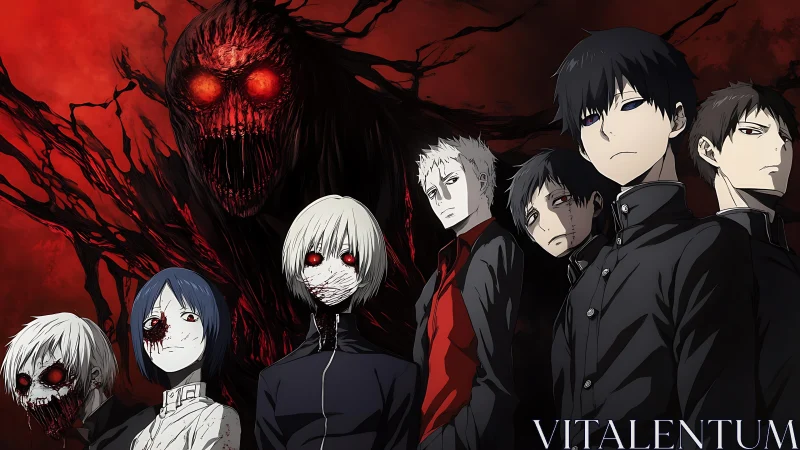 Haunted students stand united before a looming red nightmare.