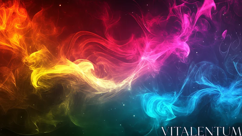 Chromatic nebula streams form a luminous abstract energy field