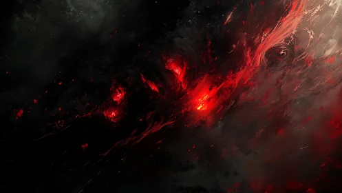 Red luminous fracture cuts through turbulent void space