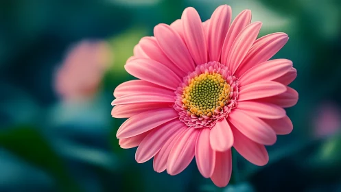 Vibrant Pink Gerbera Daisy Blooming in Garden Light.
