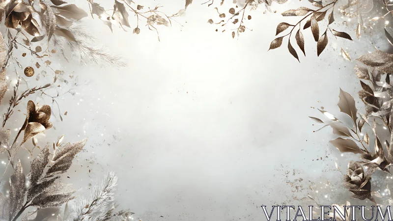 Gilded winter foliage halo framing a softly glowing hush.