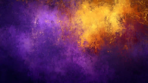 Purple and gold abstract nebula style textured background.
