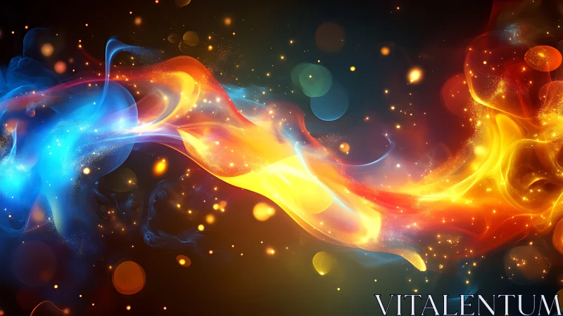 Abstract Energy Waves Collide in Glowing Neon Realm