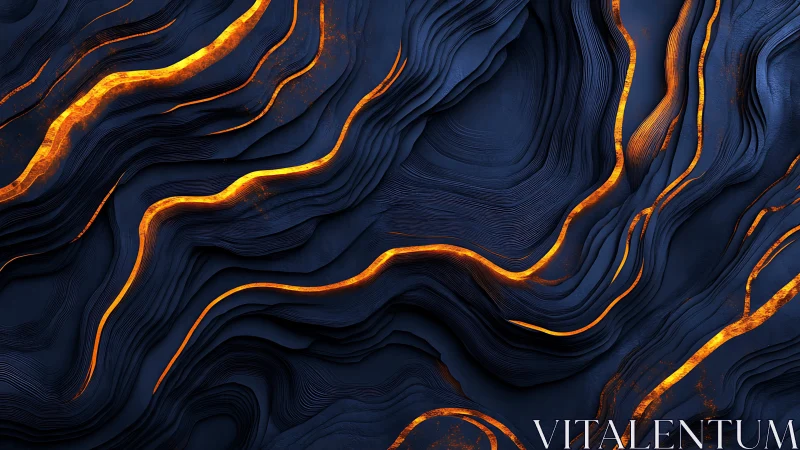 Layered dark terrain with glowing orange fissure lines.