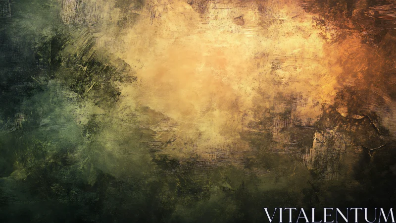 Diffuse yellow light over dark textured abstract field.