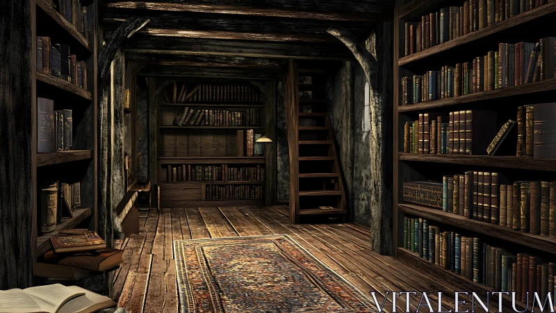 Secret wooden library hallway glows with quiet bookish charm