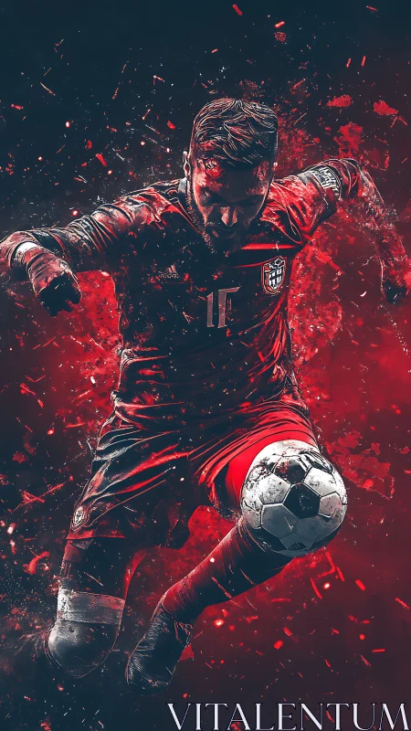 Digital rendering shows footballer controlling ball in motion