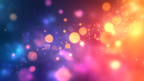 Vibrant Abstract Bokeh Lights in Gradient Colors Digital Art.