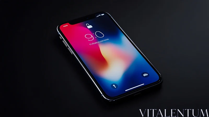 Sleek iPhone in Vibrant Tech Display Mode