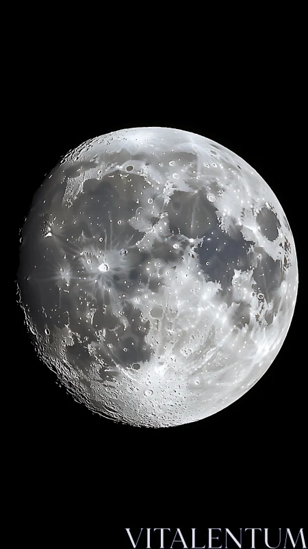 Luminous gibbous Moon with crisp crater field against black sky.