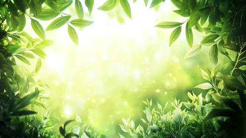 Lush green canopy encircles bright sunlit forest clearing