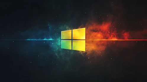 Windows logo with abstract nebula background in space.