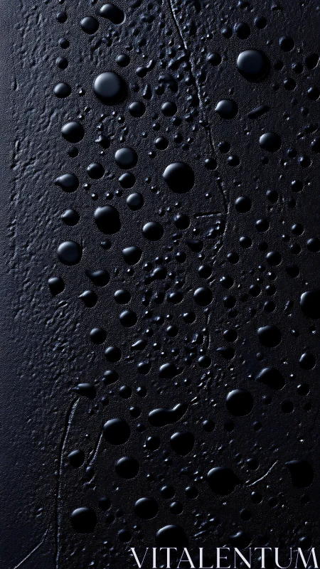 Water droplets scatter across textured dark surface evenly