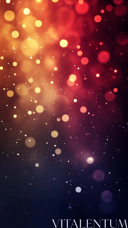 Warm bokeh light orbs over deep gradient night sky.
