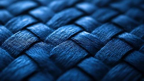 Macro close-up reveals interlaced blue textile fibers in detail