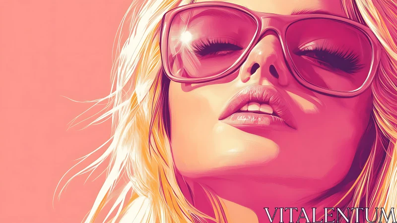 Close-up stylized portrait of woman wearing large sunglasses