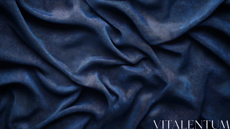 Deep Blue Textile Folds: Sculptural Fabric Composition.