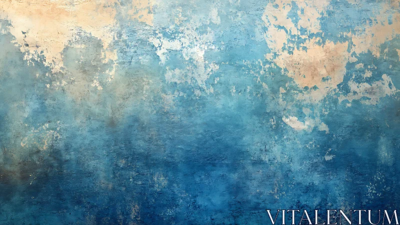 Textured cerulean abstract gradient with muted sandy highlights.