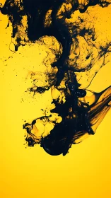 Dark liquid dispersion pattern in saturated yellow field.