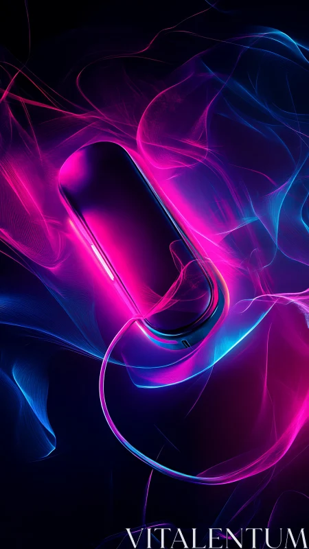 Glowing neon computer mouse wrapped in electric color waves.