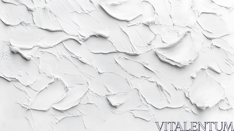Monochrome impasto surface with layered white strokes.
