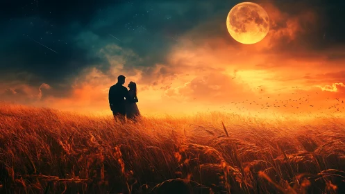 Moonlit Romance Blazes Across Wheat Fields
