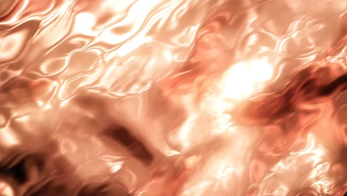 Luminous copper fluid abstraction renders molten metallic surface