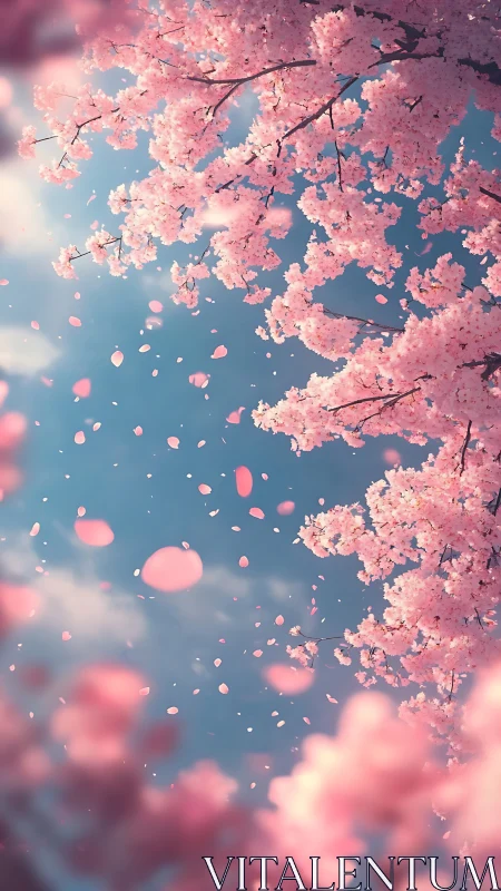 Blossom-laden sky whispers softly through falling petals