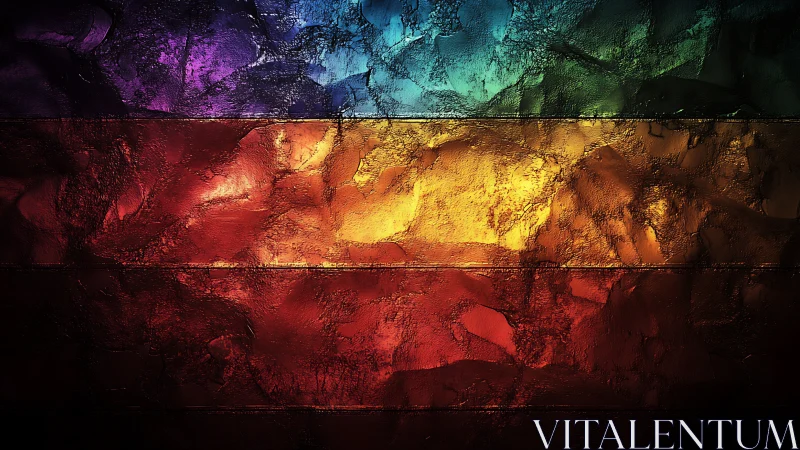 Molten rainbow bands carve vivid light through rough stone