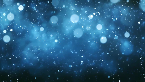 Blue bokeh light field overlays glowing particle background