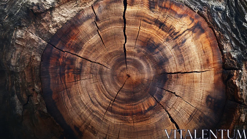 Close-up of tree trunk rings in natural rustic style.