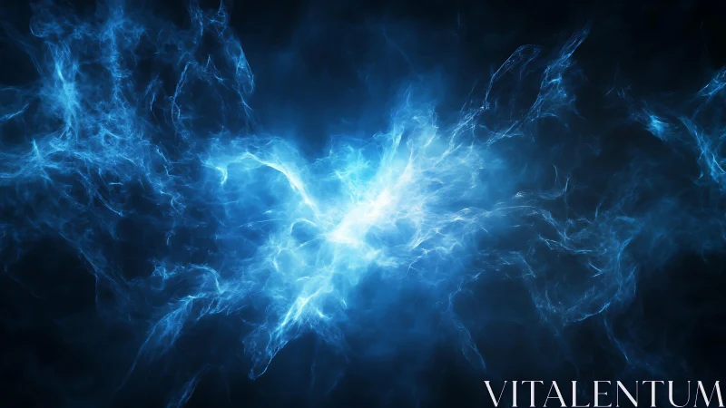 Vibrant Blue Energy Burst in Abstract Digital Art Style.