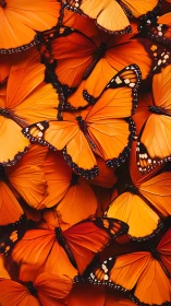 Monarch butterflies form a vivid tapestry of glowing orange wings