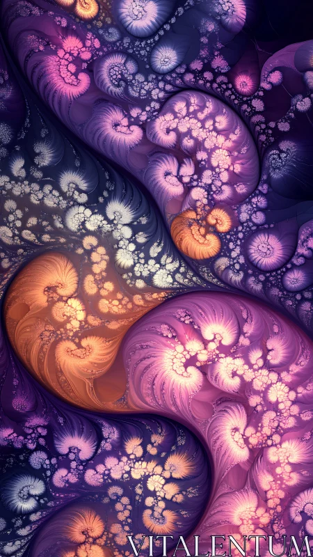 Fractal tides swirl like luminous coral rivers through twilight