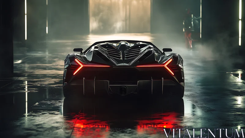Rear view hypercar showcases angular aero bodywork and LED light signature