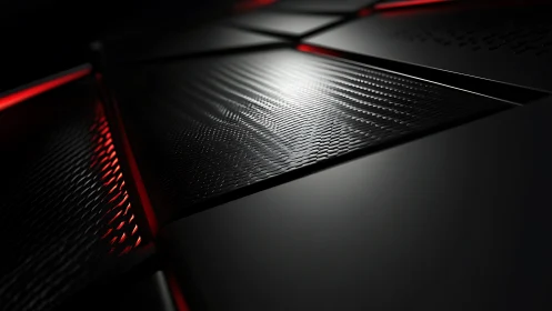 Velvet circuitry: gleaming black panels with ember veins.